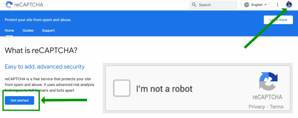 recaptcha get started